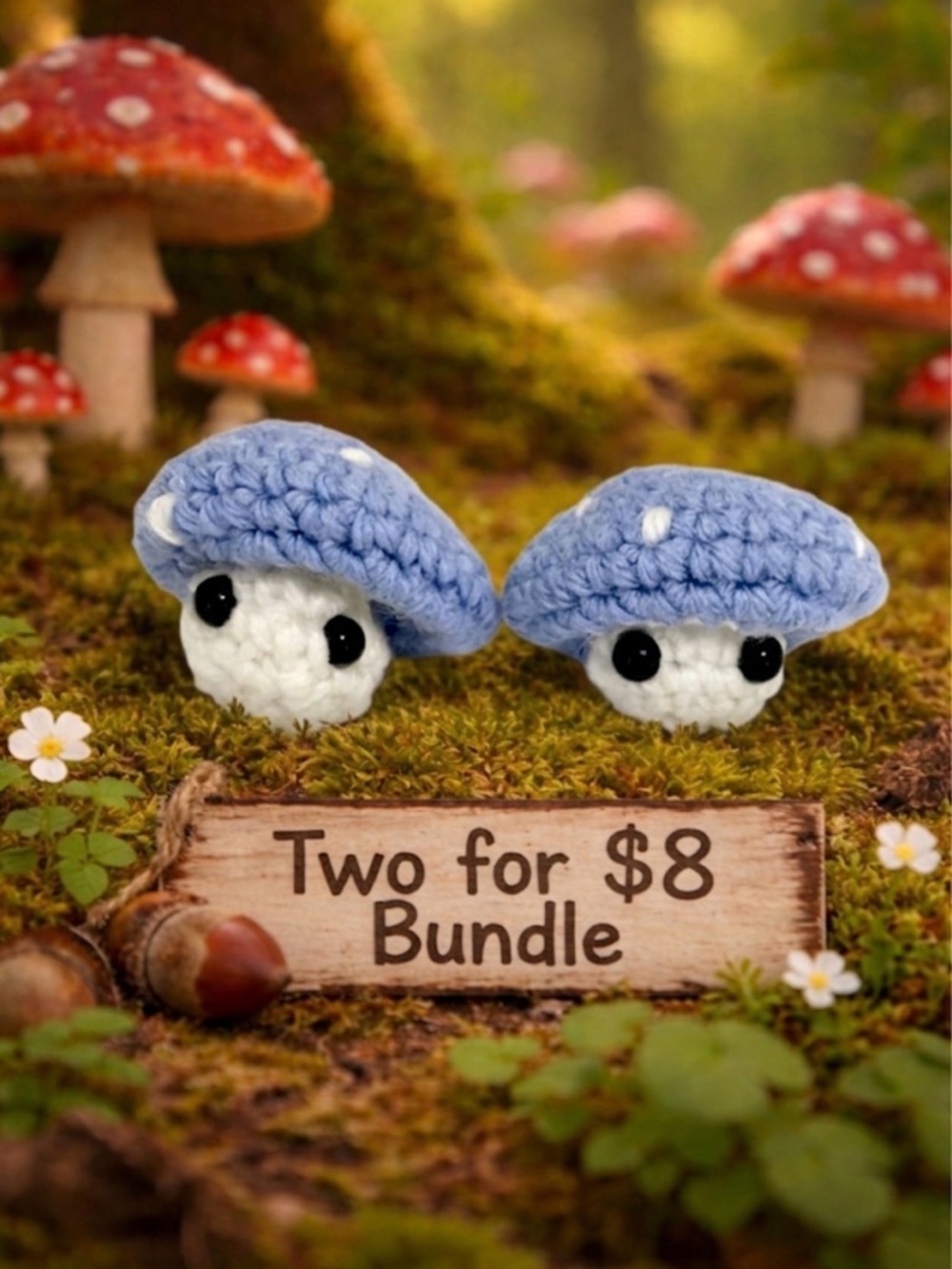 Periwinkle Crochet Popping Mushroom Bundle Two